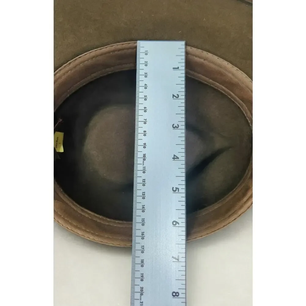 Scala L Classic Western Outback Fedora Hat Brown 100% Wool Felt Leather Band - Picture 7 of 8